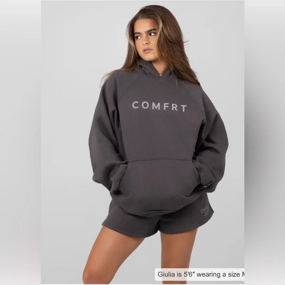Comfrt Tranquil Hoodie Unisex Lg Charcoal Oversized Heavyweight Kangaroo Pocket - Picture 1 of 12